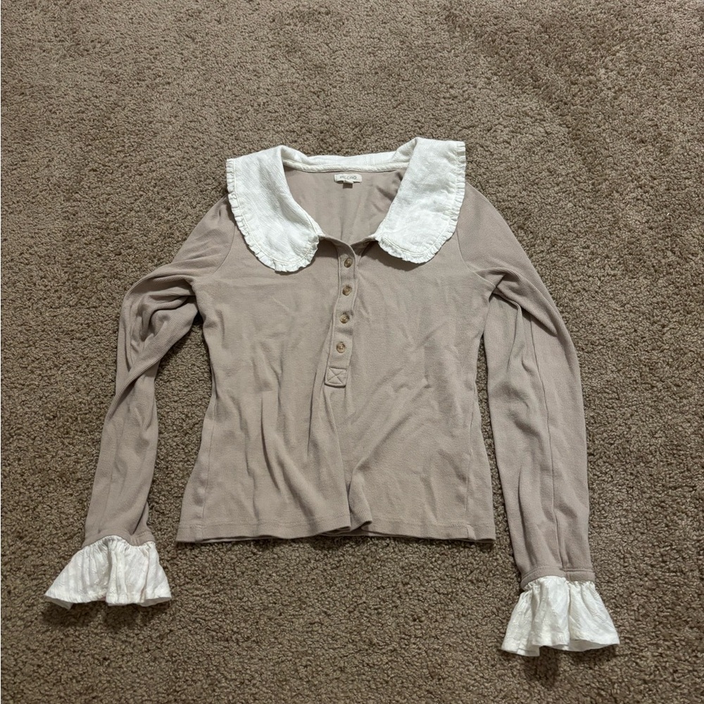 Anthropologie The Keira Collared Button-Front Blouse by Pilcro Medium - Picture 3 of 7